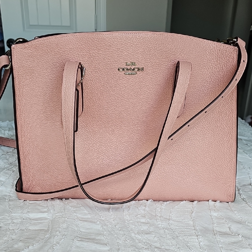 Coach Blush Peach Leather Tote Bag